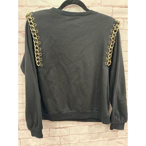 INC International Concepts black golden chain sweater size petite large - Picture 6 of 8